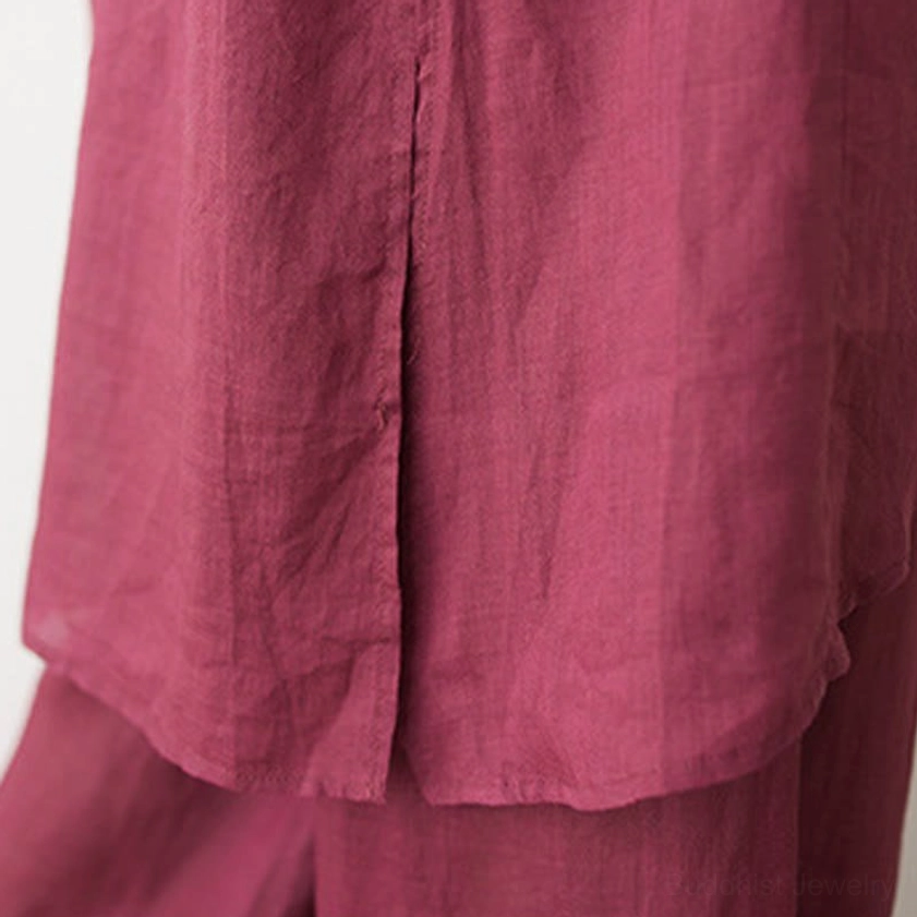 Burgundy meditation and tai chi two-piece ensemble front presentation view