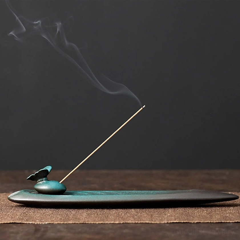 Butterfly ceramic incense holder designed for mindfulness meditation and spiritual practice decor
