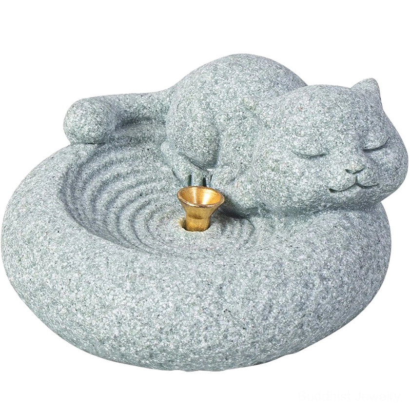 Cat incense burner product package contents handcrafted piece overview