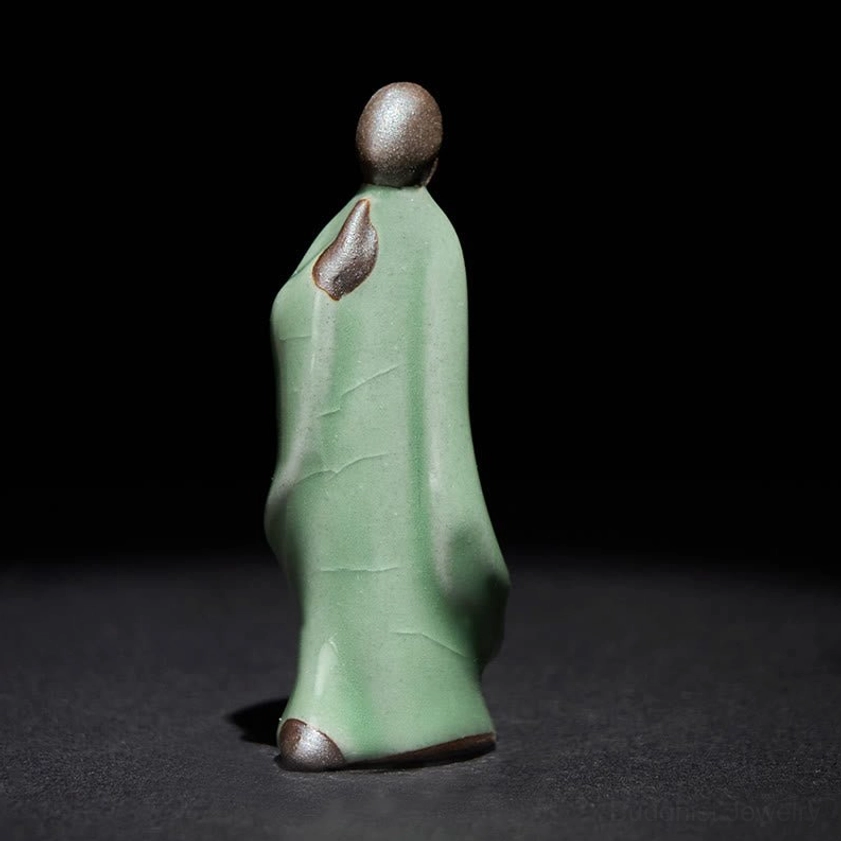 Ceramic Buddhist monk statue traditional hand-glazed artisan work