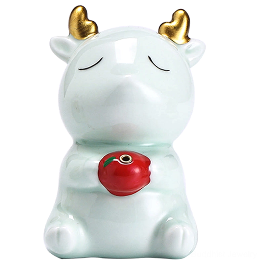 Multiple Color Ceramic Deer Incense Burners - Red, Blue, White, Yellow, Pink Variants Collection