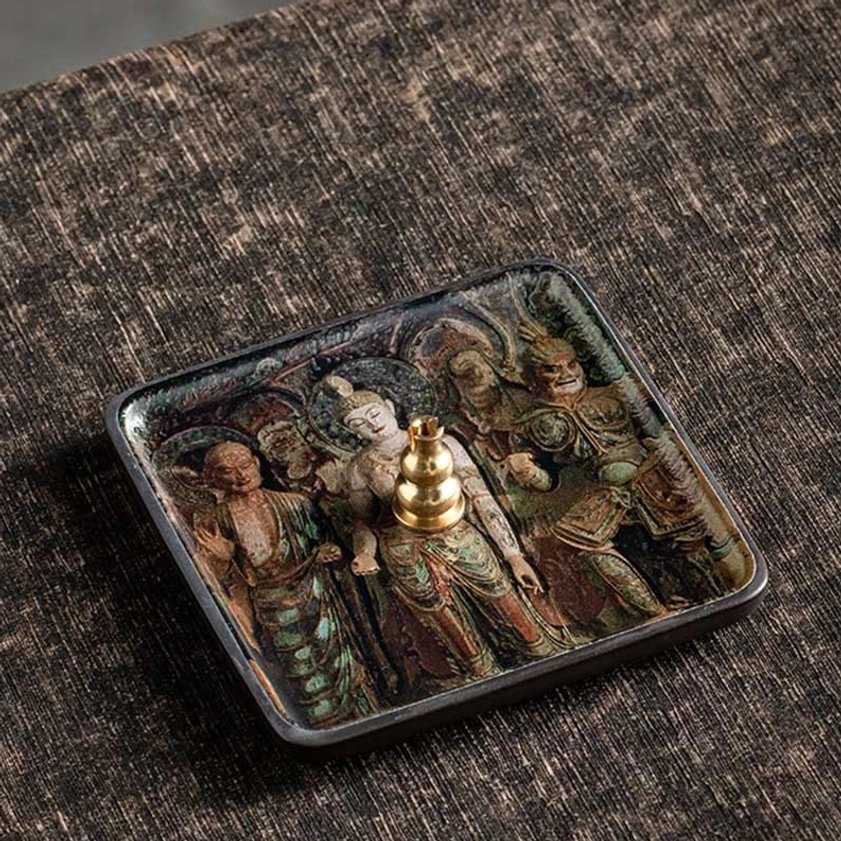 Handmade ceramic incense burner featuring Buddha statue motif symbolizing enlightenment and inner peace