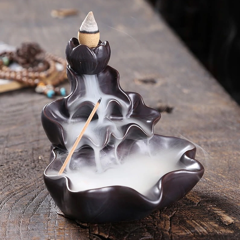 Ceramic incense burner collection with lotus and koi fish symbolism