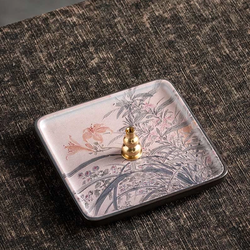 Handcrafted ceramic burner with pink floral design perfect for stress relief and daily mindfulness rituals