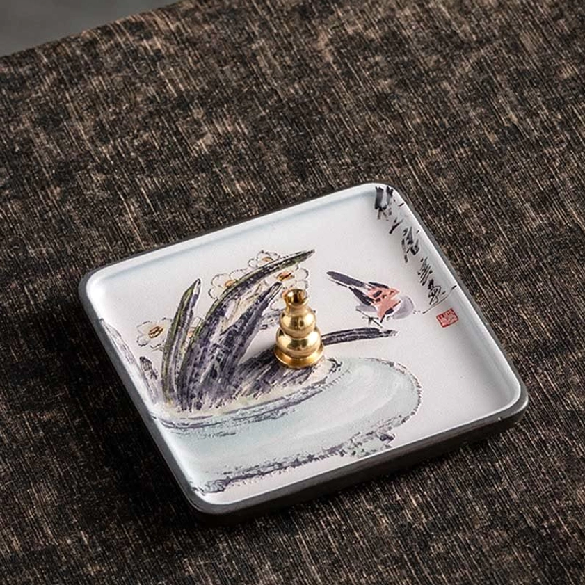 Ceramic incense holder tray with natural glaze finish ideal for creating peaceful home sanctuary spaces