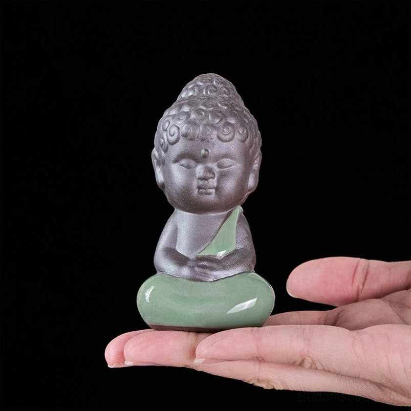 Artisan ceramic meditation monk statue fine detail craftsmanship quality