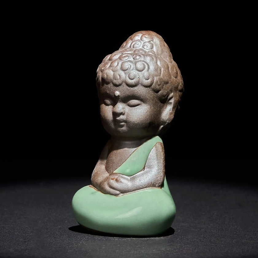 Buddhist ceramic monk statue for home meditation altar and spiritual space