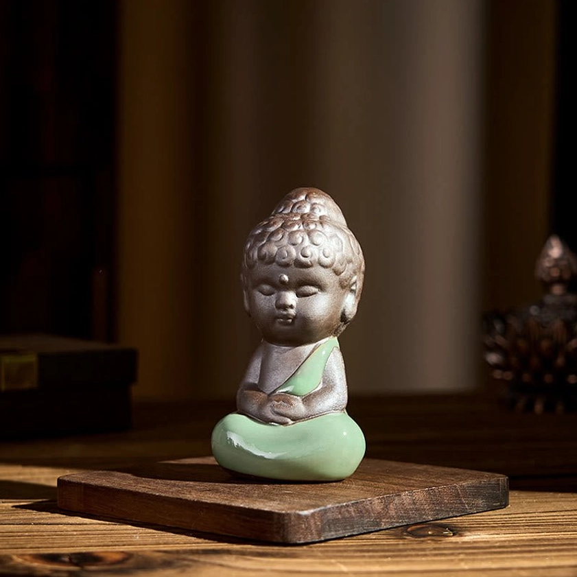 Buddhist ceramic monk figure for inner peace mindfulness and spiritual growth
