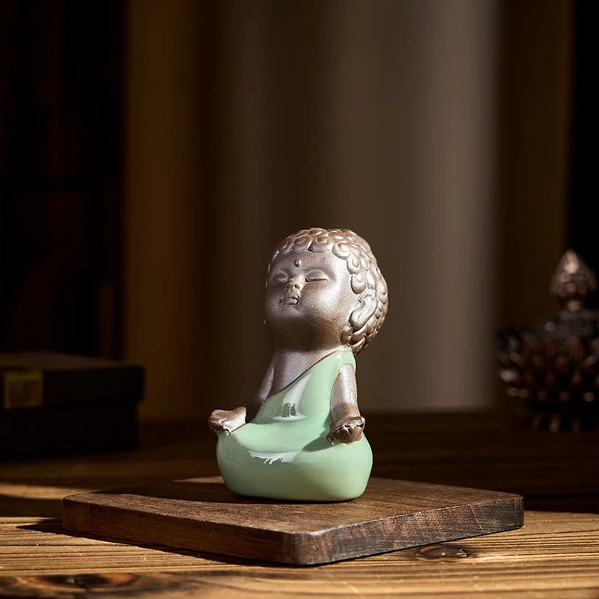 Premium handcrafted ceramic meditation monk figure for spiritual practice