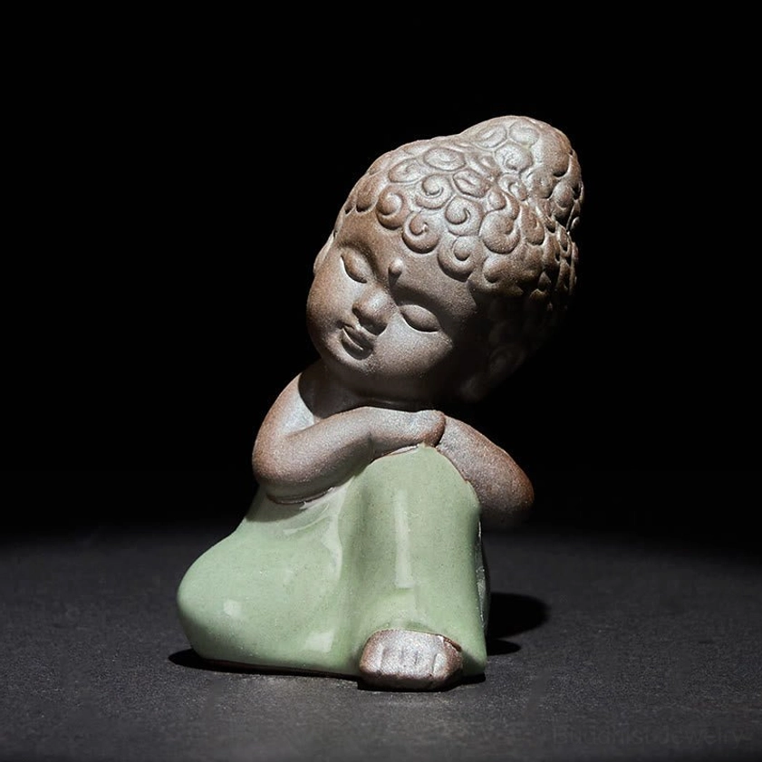 Ceramic meditation monk statue sacred spiritual symbol for enlightenment