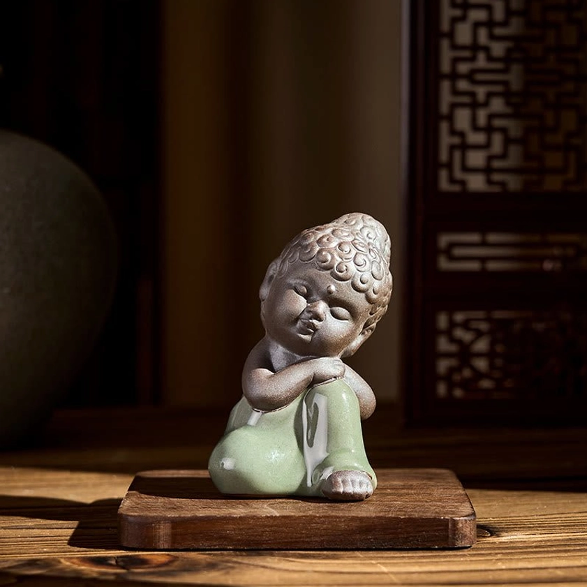 Buddhist ceramic monk statue gift for spiritual practitioners and mindfulness lovers