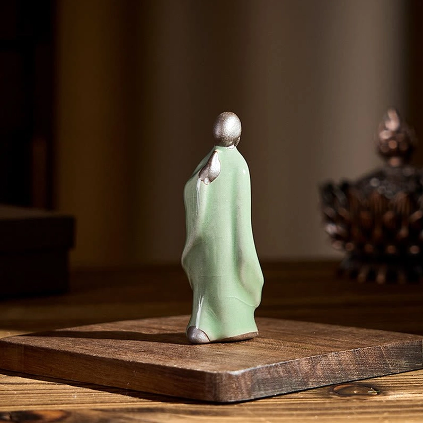 Ceramic monk statue naturally eco-friendly materials spiritual wellness practice