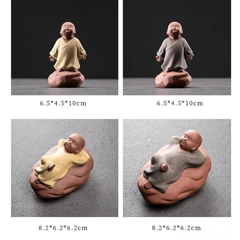 Handcrafted ceramic monk statue packaged product shot showing presentation and quality craftsmanship