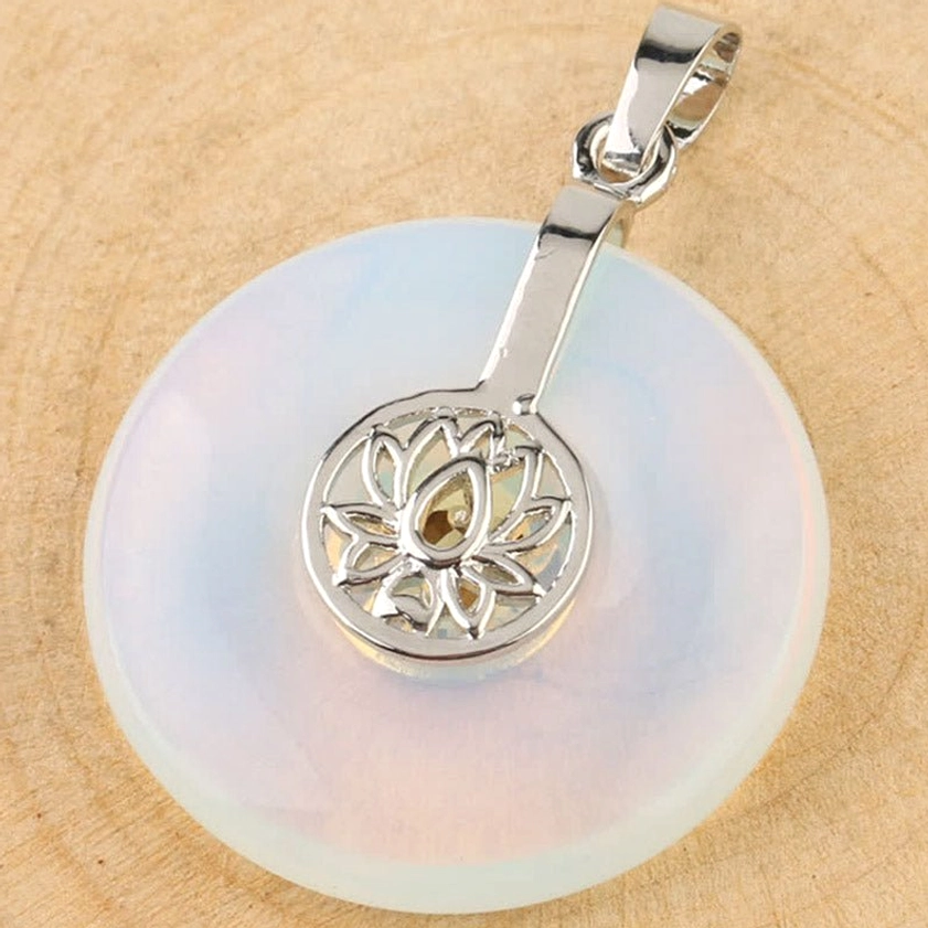 Chakra healing crystal lotus pendant necklace - complete gemstone collection display