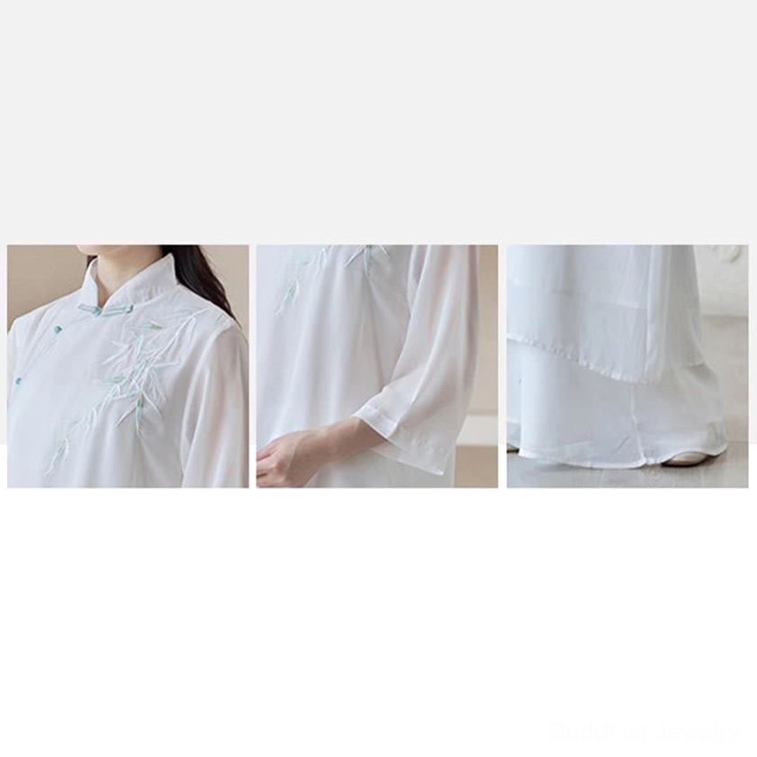Zen meditation practice cheongsam dress and pants fabric care instructions, hand wash and dry clean recommendation for spiritual practice wear