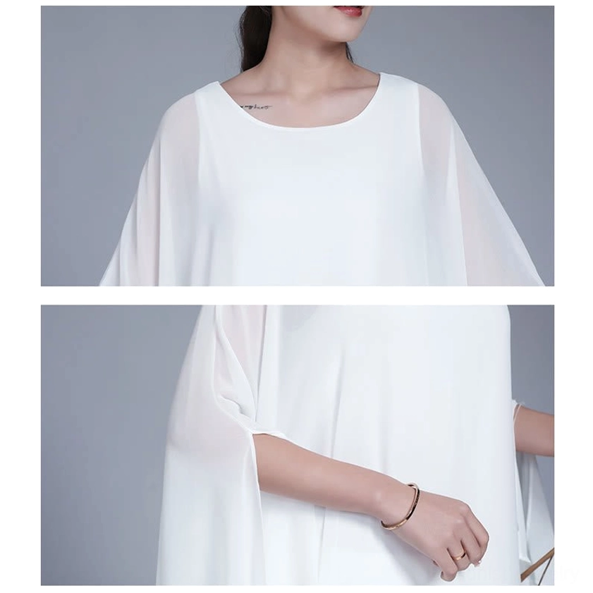 Zen meditation chiffon yoga outfit close-up detail showing premium breathable fabric quality and craftsmanship