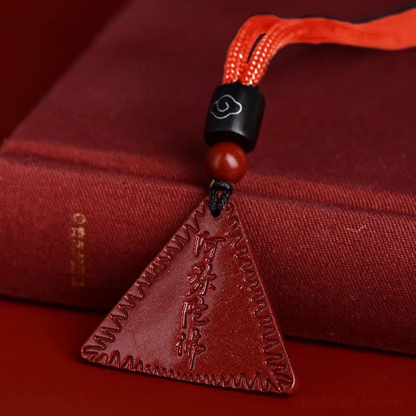 Red rope cinnabar Amitabha Buddhist pendant necklace variant with braided red cord