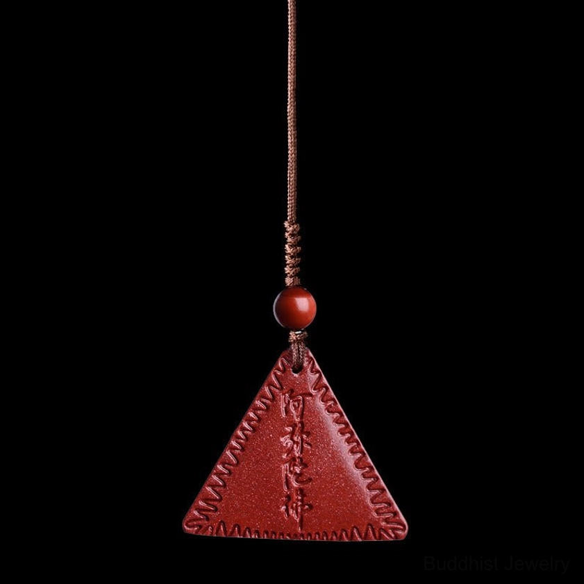 Purple-red cinnabar Amitabha Buddhist pendant with phone hanging decoration and silver clasp