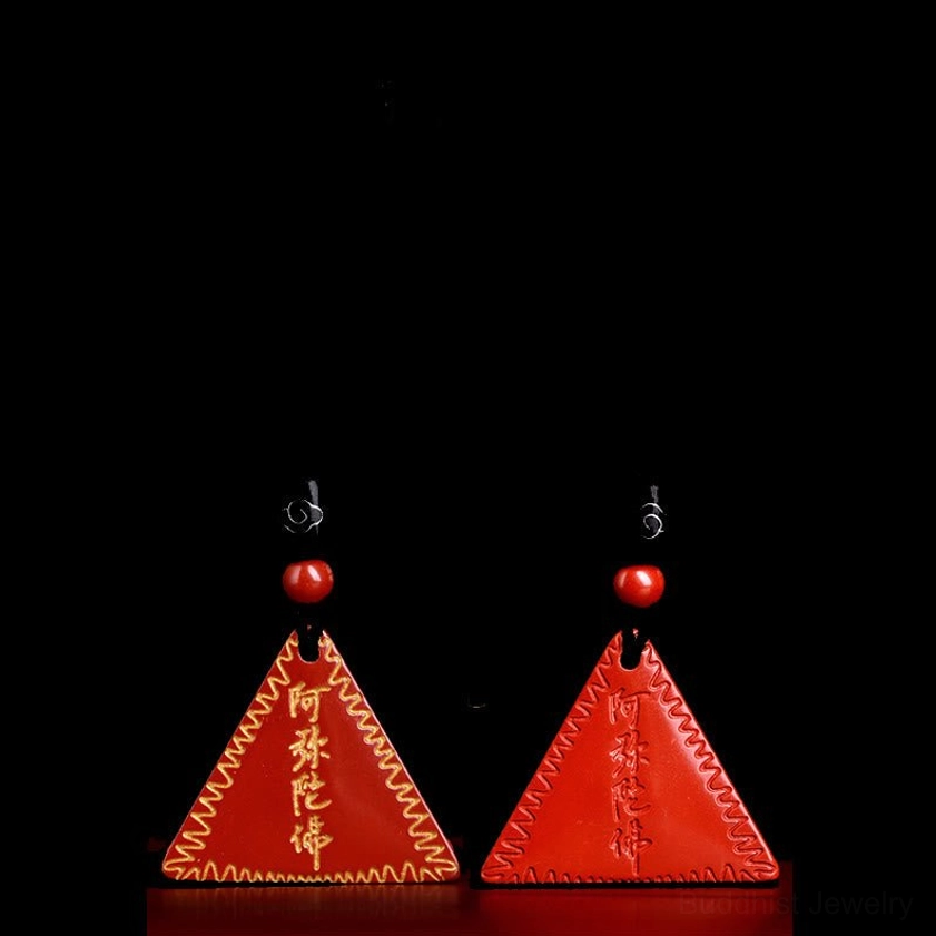 Purple-red cinnabar Amitabha Buddhist pendant necklace with phone hanging decoration and clasp detail