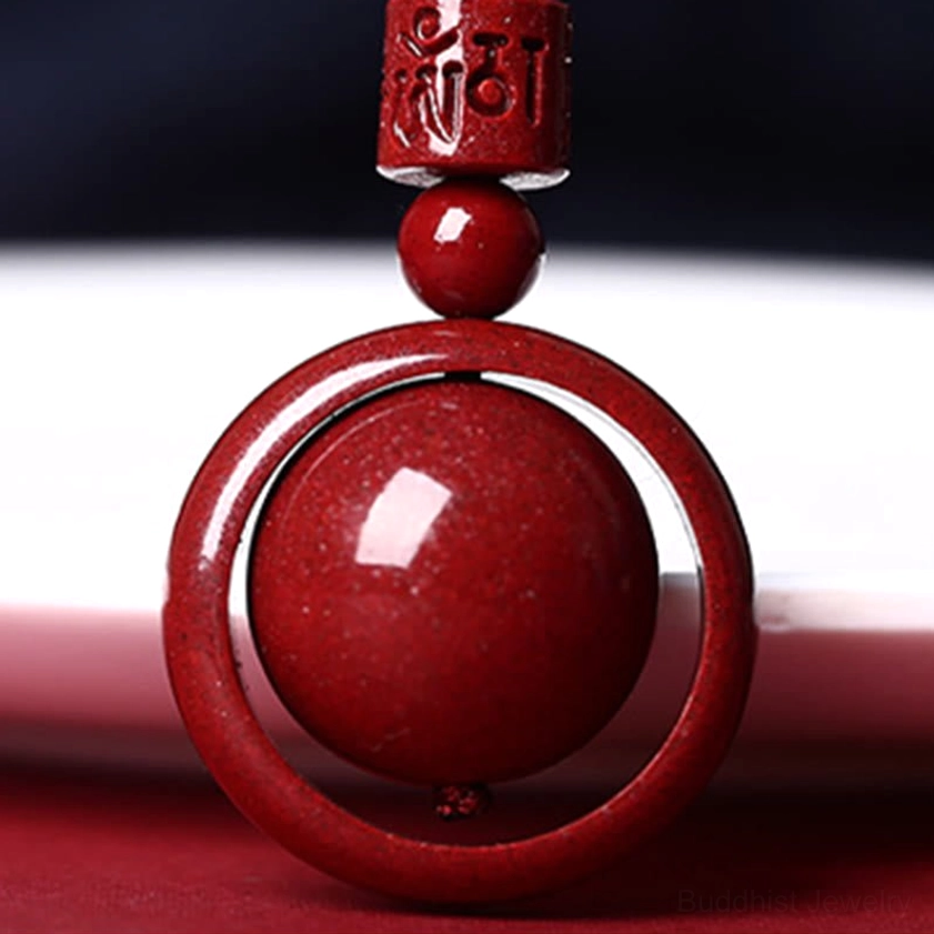Auspicious clouds cinnabar pendant necklace with good fortune and blessing design