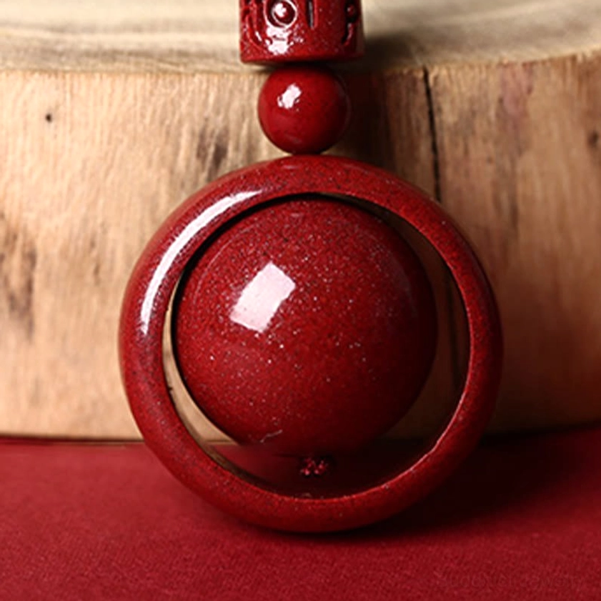 Cinnabar pendant necklace with pi xiu talisman blessing and abundance attraction design