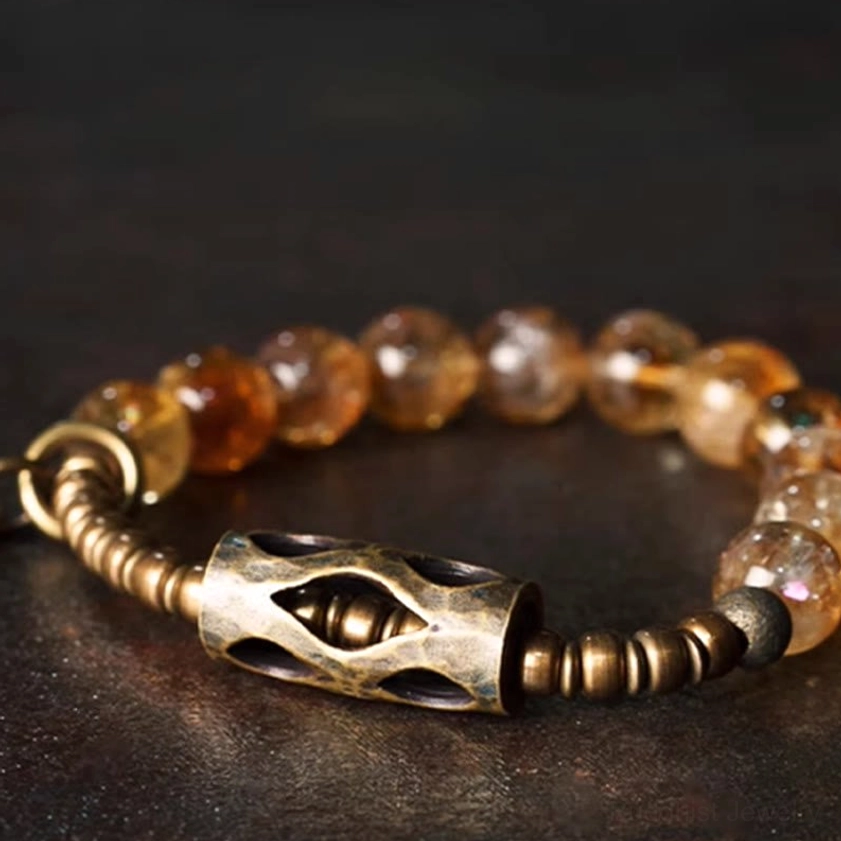Golden citrine 10mm Buddhist bracelet for prosperity, abundance, and positive energy manifesting