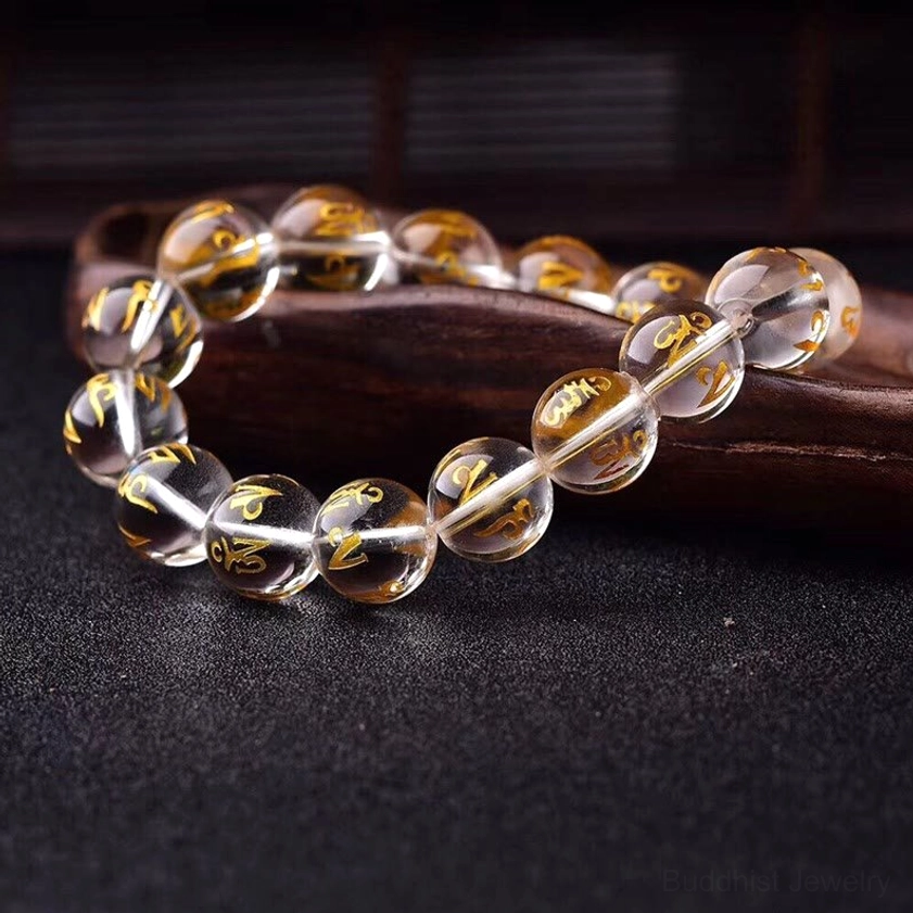 Clear quartz crystal beads showing natural light-transmitting properties - meditation bracelet material quality