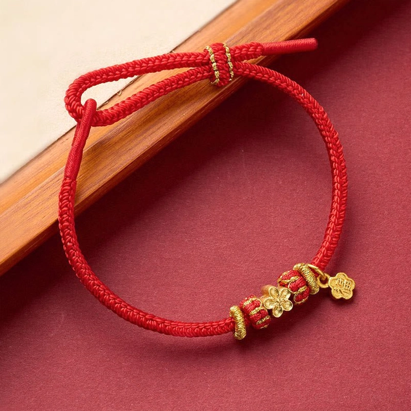 Cloud pattern copper bead red string Buddhist bracelet traditional design variant