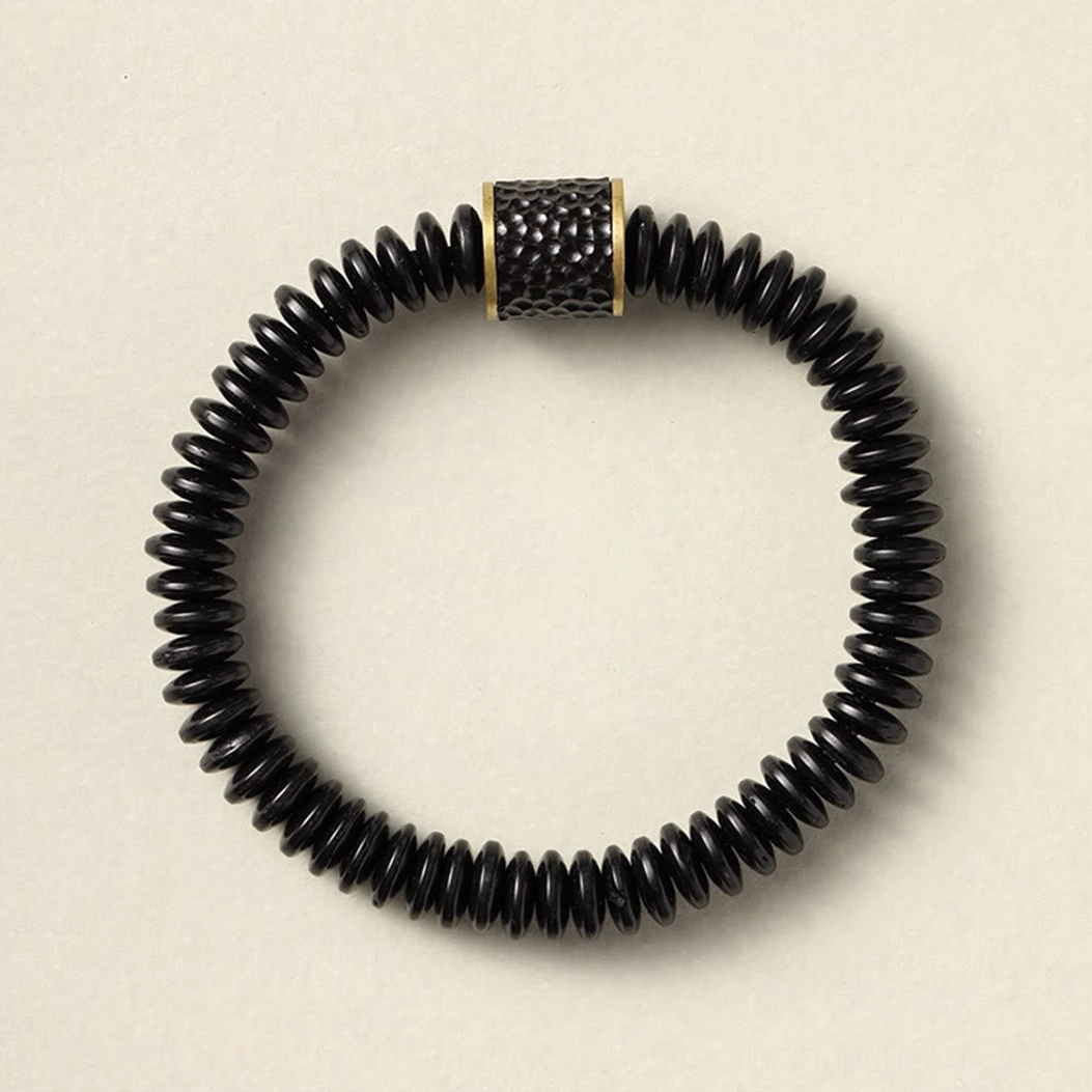Coconut shell positive energy bracelet with auspicious cloud design for meditation and spiritual practice