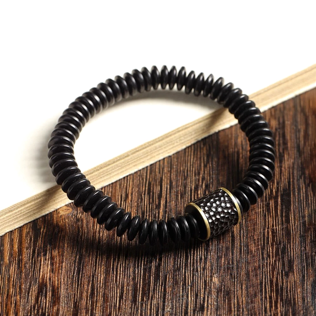 Coconut shell auspicious clouds bracelet regular size variant for 14-16cm wrist circumference