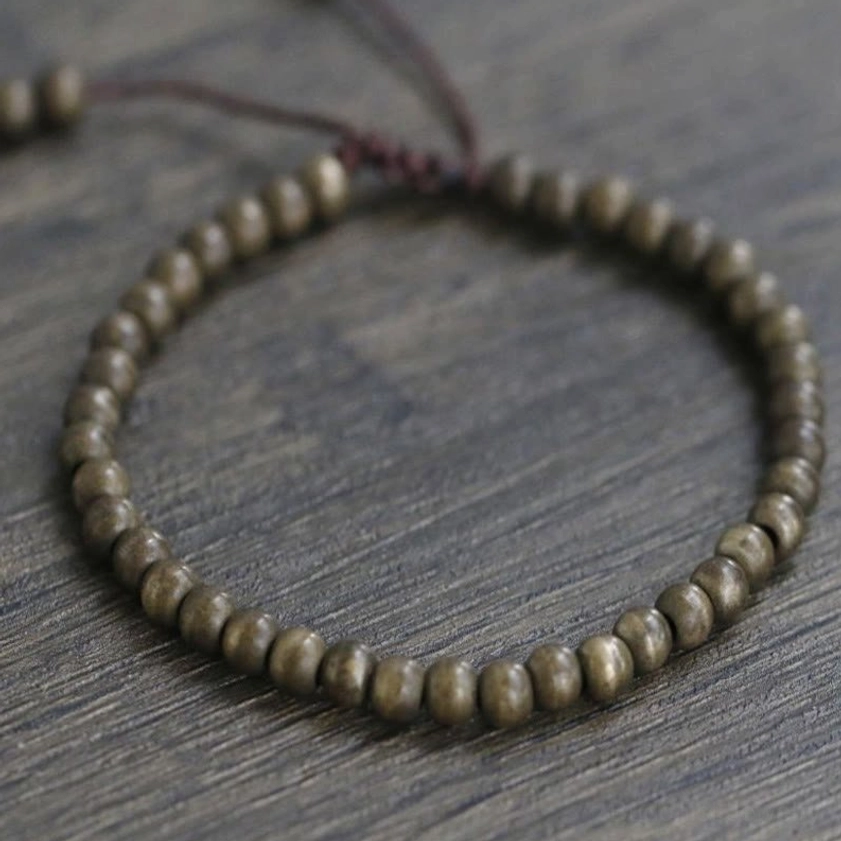 Copper bead bracelet gift box presentation, Buddhist wellness jewelry for wealth attraction and spiritual grounding