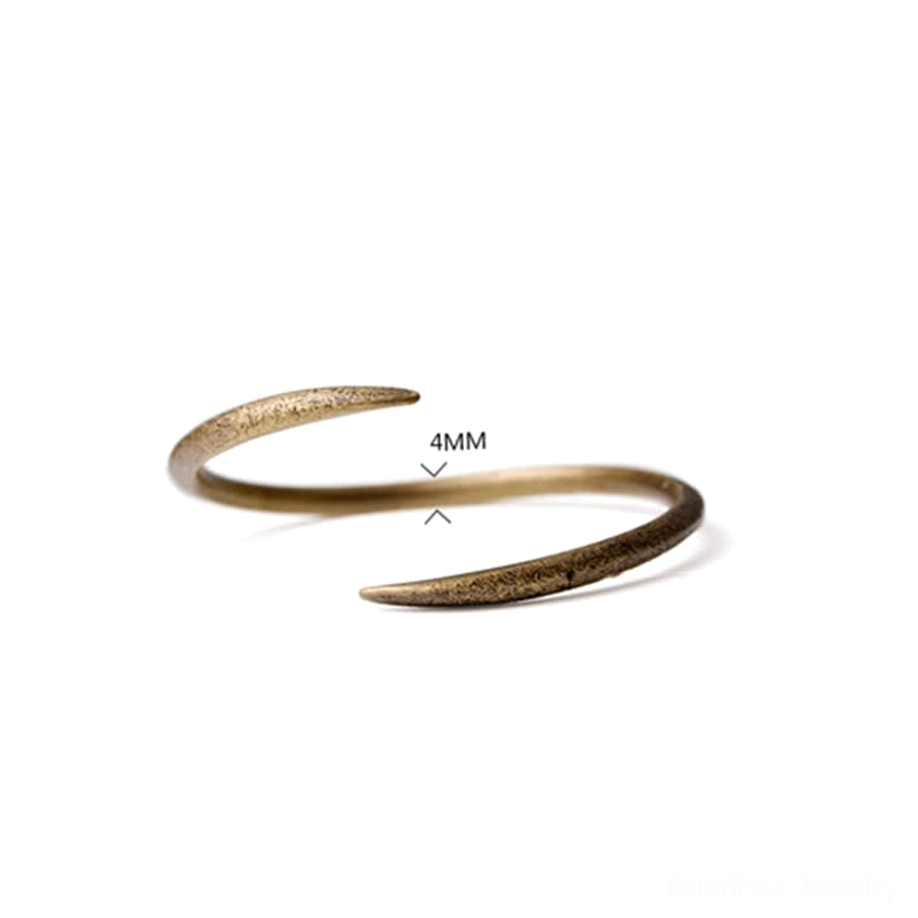 Buddhist copper cuff bracelet displayed with size specifications showing 55mm small and 63mm large options