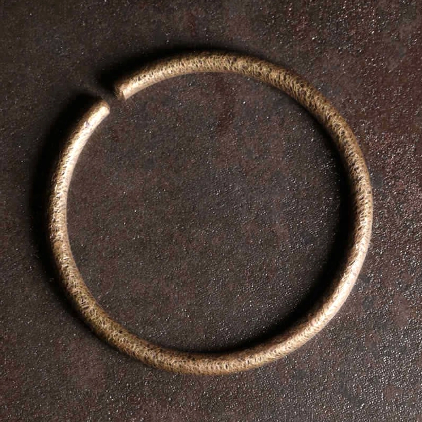 Single copper buddha balance open cuff bracelet - adjustable rustic hammered texture bangle