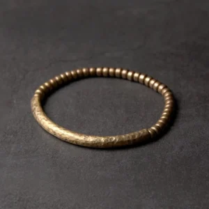 Handcrafted copper beads Buddhist bracelet small beads side view spiritual prosperity