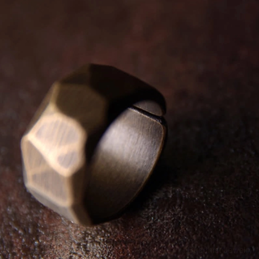 Handcrafted copper Buddhist ring symbolizing abundance manifestation and spiritual alignment