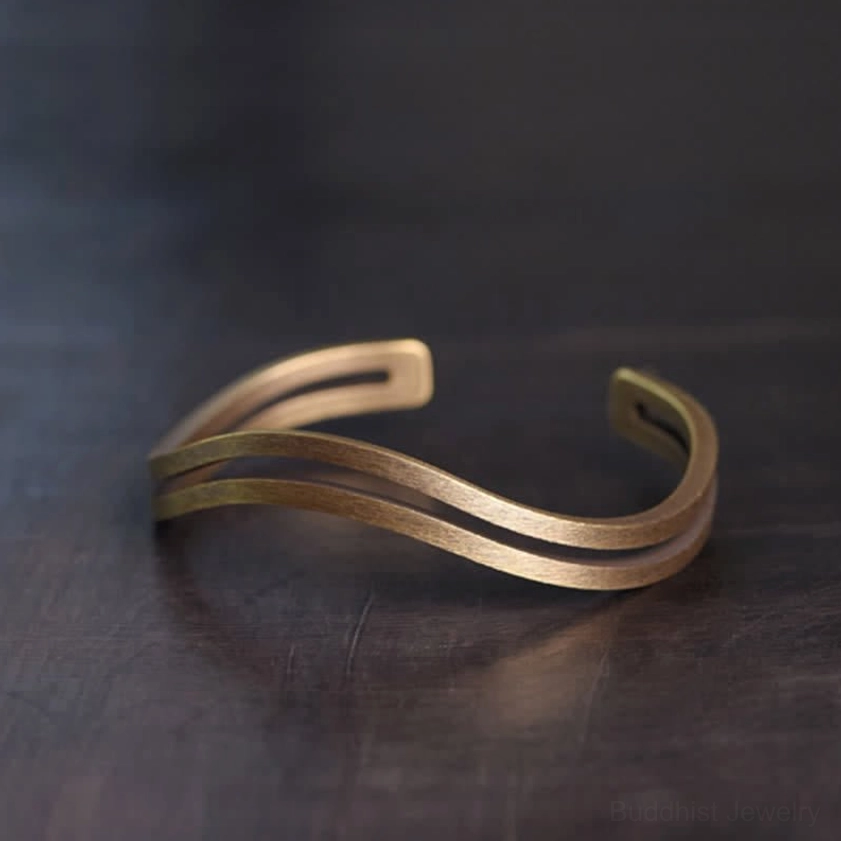 Double-layer copper cuff bracelet combines ancient wisdom with modern bohemian jewelry design