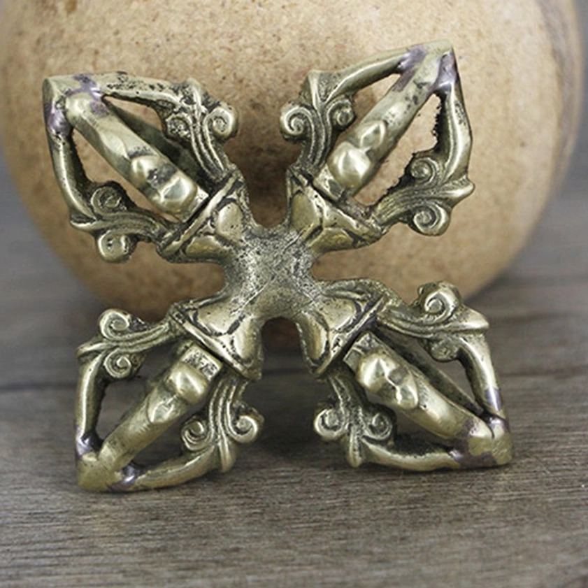 Authentic copper double dorje vajra spiritual power symbol for enlightenment and inner strength