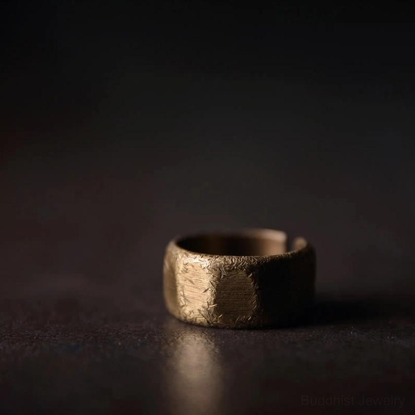 Frosted copper brass 10mm width wealth ring adjustable inner diameter 56.2mm men's size