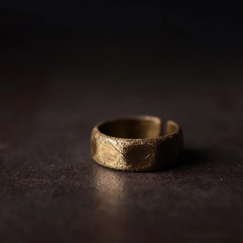 Frosted copper brass 6mm width wealth ring adjustable inner diameter 56.2mm slim profile