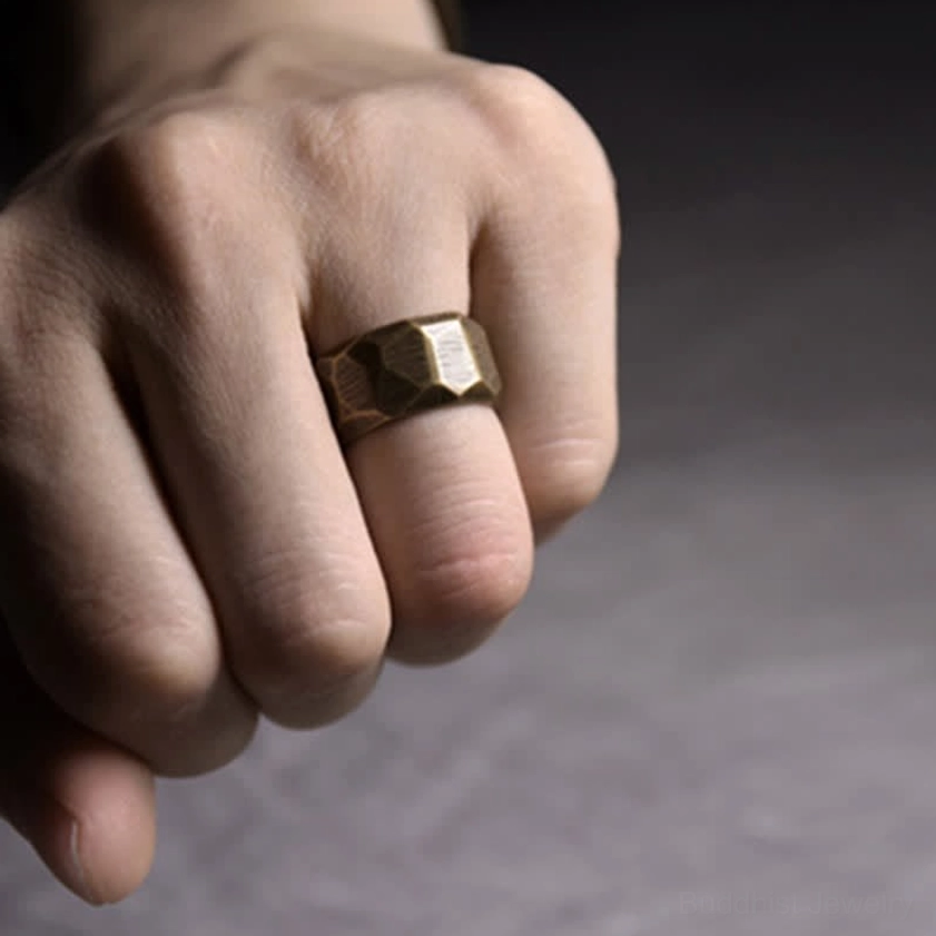 Buddhist copper wealth ring care and maintenance showing cleaning and polishing method