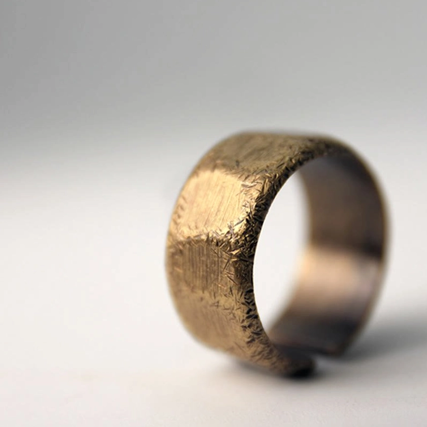 Frosted copper brass wealth ring for spiritual balance and prosperity energy alignment