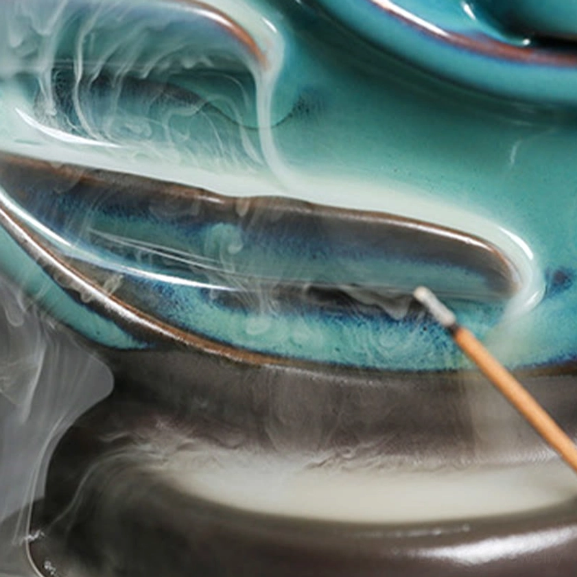 Handcrafted ceramic crescent moon incense burner standalone product shot, spiritual decoration