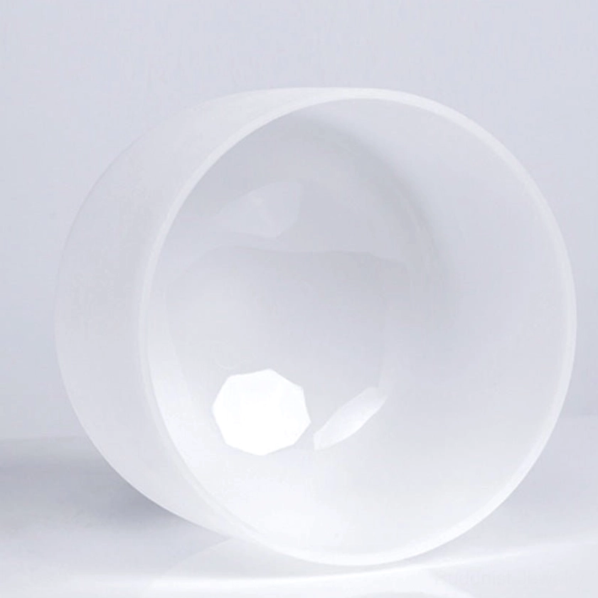 White Crystal Singing Bowl - Top-Down Interior View Showing Smooth Frosted Surface