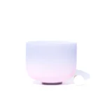 Handcrafted crystal singing bowl lavender ombre pastel finish with mallet and rubber striker