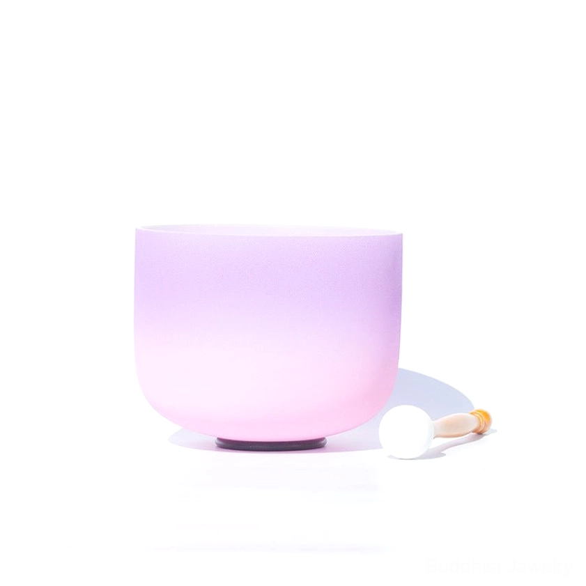 Crystal singing bowl orchid purple ombre with wooden handled mallet striker
