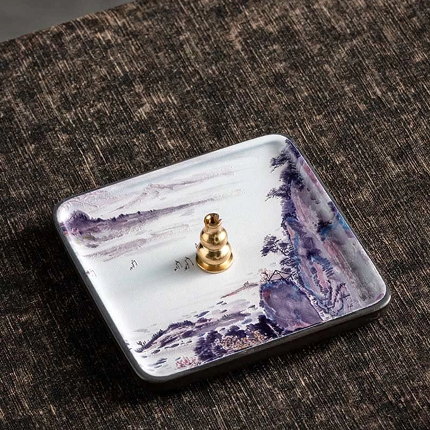 Decorative ceramic incense burner tray with handcrafted details for meditation and yoga room ambiance