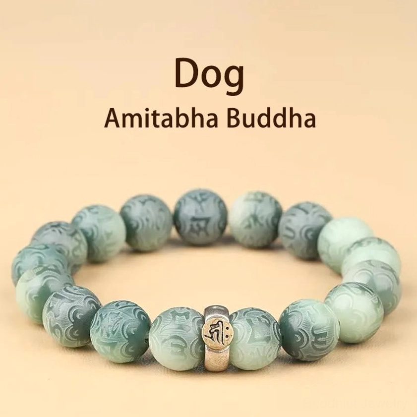 Dog zodiac natal Buddha bracelet with loyal Amitabha Buddha charm and protection energy