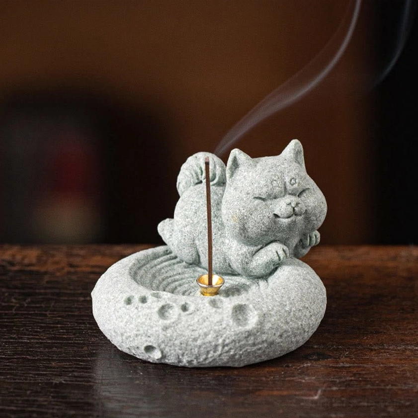Dog zodiac incense burner handcrafted green sandstone figurine