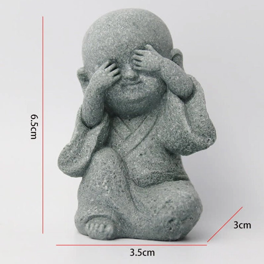 Don't listen monk Buddha statue - inner focus and mindful detachment handcrafted sculpture