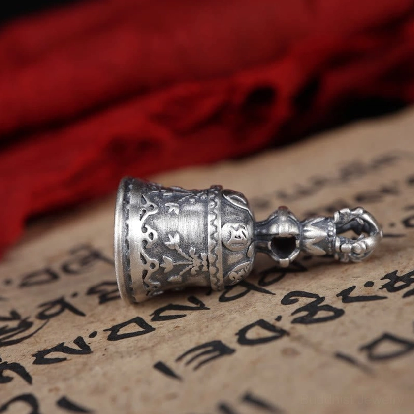 Dorje bell hanging decoration for altar or sacred space featuring Buddhist vajra symbolism and silver craftsmanship